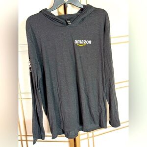 Amazon Logo Black Long Sleeve Hooded Work Shirt - Men’s Size Large